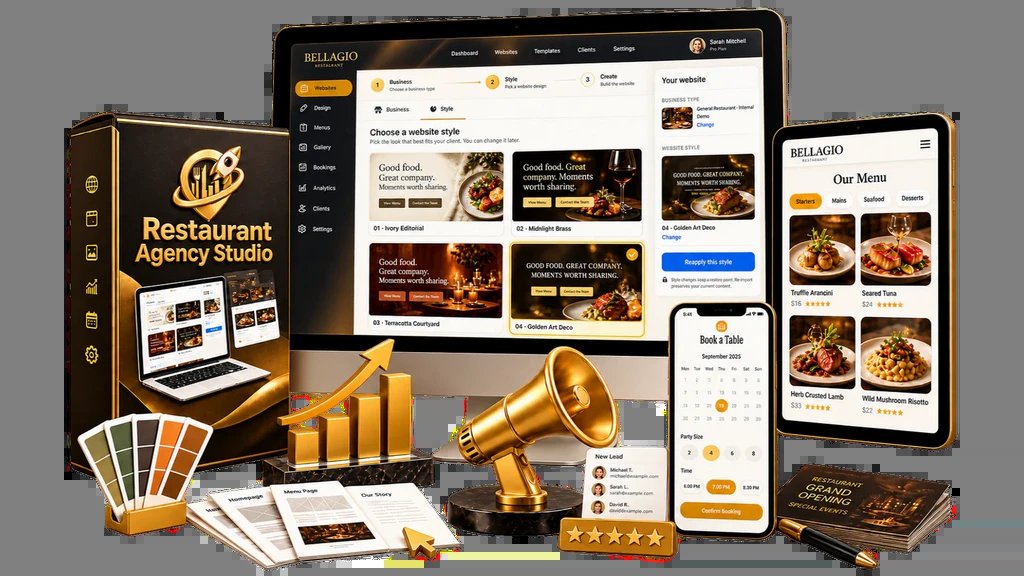 A creative studio workspace concept for a restaurant agency studio review.