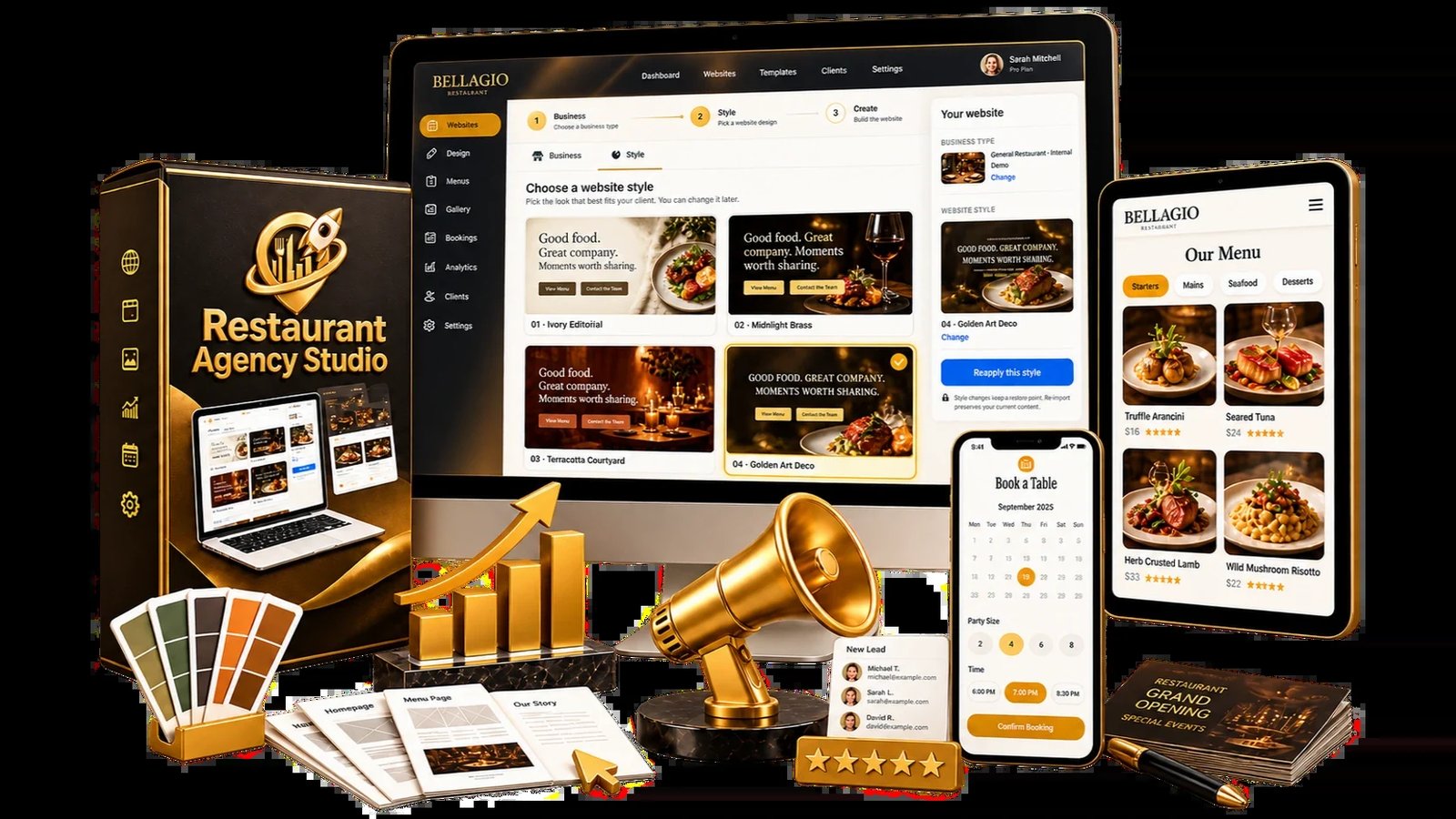 Smartphone displaying a searchable digital menu interface for a restaurant website.